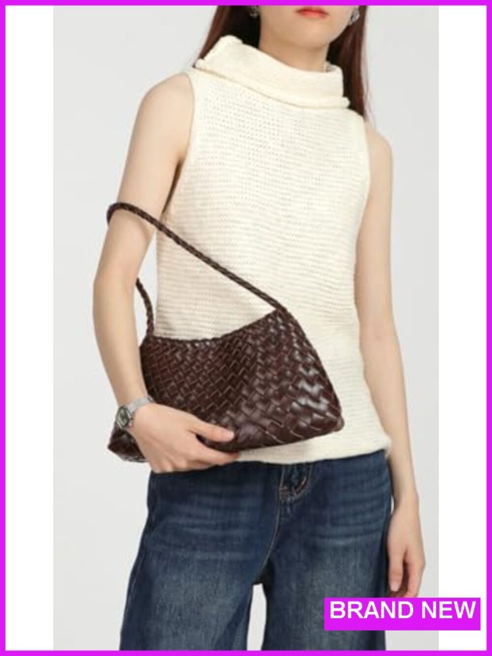 Suede Woven Hobo Bucket Purse Underarm Shoulder Bag Tote Handbag Clutch - Picture 2 of 6